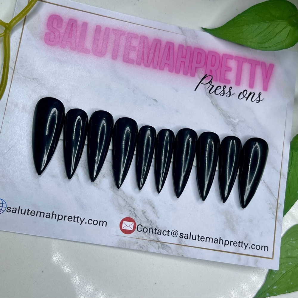 Pitch Black | black | press on nails ( Handmade ) - Picture 9 of 10